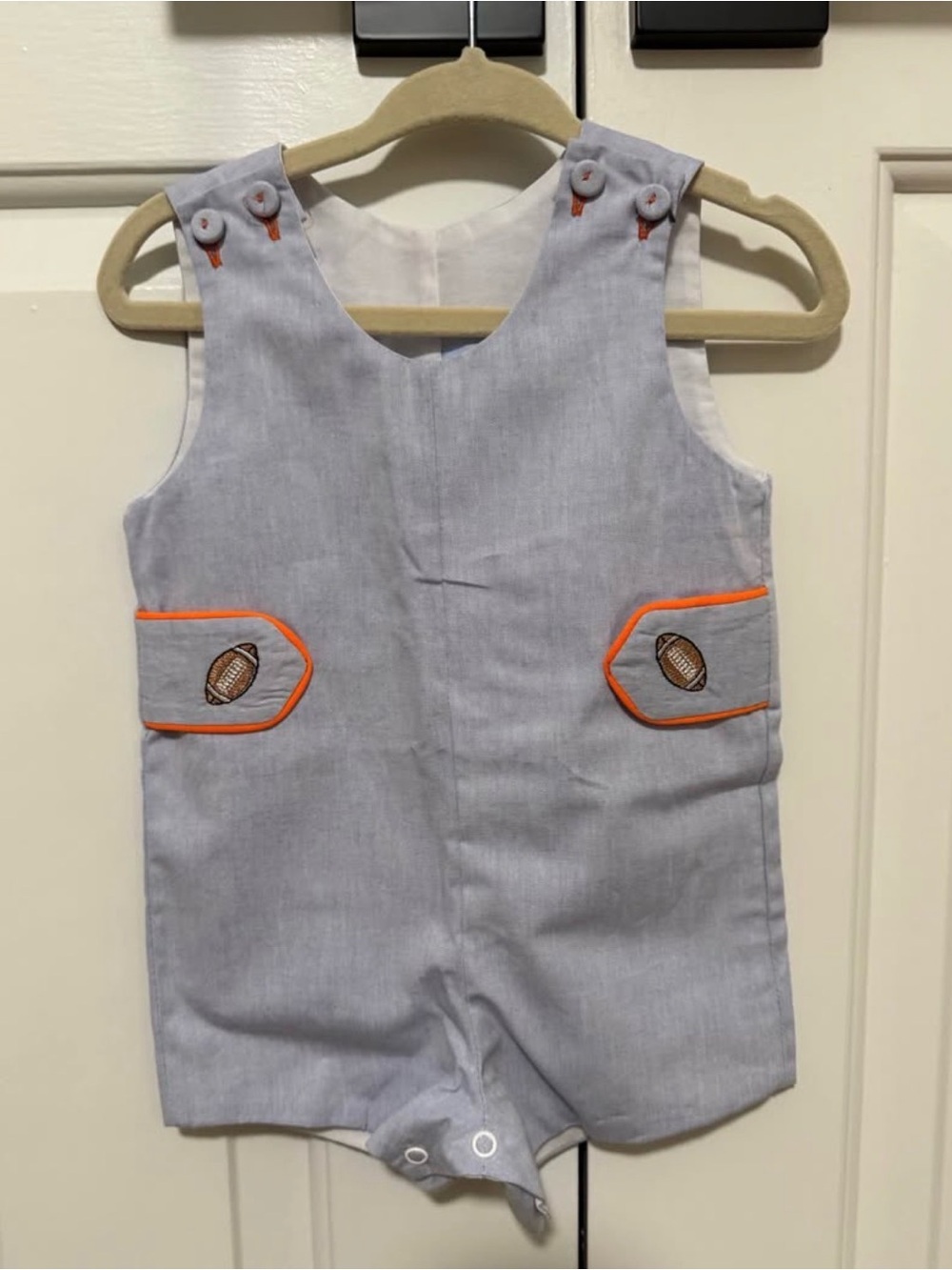 bella bliss Light Blue Boys Football Appliqué One-Piece